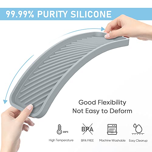 EG-SIPRO Kitchen Sink Organizer Tray,2 Pack Silicone Sponge Holder for Kitchen Sink Bathroom Counter Tray Silicone Soap Tray Holder for Soap dispenser Bottle - color: Grgr, size: 9×3.7inch
