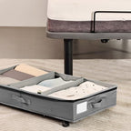 Frassie Under Bed Storage Containers with Wheels Under bed Shoe Storage Organizer Drawer with Metal Zipper (Grey)