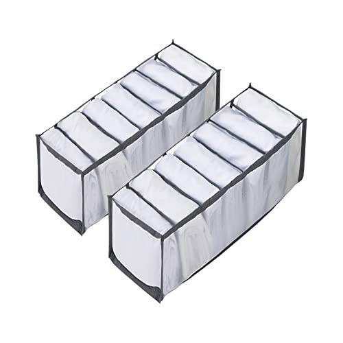 Cosmos 2 Pcs Clothes Organizer Foldable Wardrobe Clothes Drawer Organizers Breathable Mesh Clothing Organizer Box for Socks, Underwear, Ties, Panties (Small - 7 Grids for Socks) - size: Small - 7 Grids for Socks