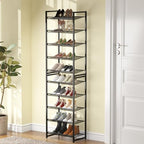 10 Tier Shoe Rack, Tall Metal Shoe Storage with Adjustable Shelves, Holds 20-25 Pairs, Stackable Shoe Stand for Garage Hallway Bedroom, Bronze - size: 10Tier