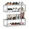 Homeiju Hanging Shoe Organizer,2 Pack Wall Mounted Shoe Rack Holds 12 Pairs,Space Saving Metal Wall Shoe Rack,Hanging Shoe Rack Shoe Holder for Small Space,Entryway,Closet,RV,Camper (Silver) - color: Silver