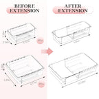 DILIBRA 12 Pcs Clear Extendable Drawer Organizer, Adjustable Drawer Storage 2-Size Desk Drawer Organizer, Plastic Non-Slip Storage Bins for Makeup Cosmetic Jewelries Utensils Stationery Dressers - size: 4Pcs Large + 8Pcs Medium