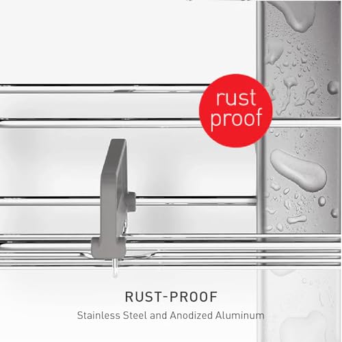 simplehuman 8' Tension Pole Shower Caddy, Stainless Steel and Anodized Aluminum - size: 8 ft