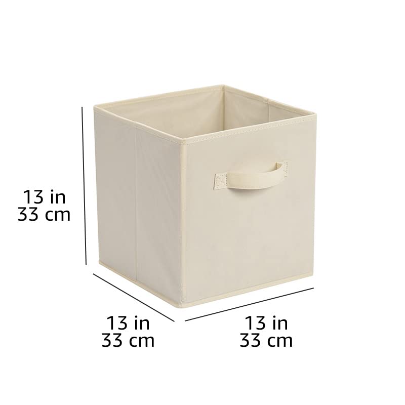 Amazon Basics Collapsible Fabric Storage Cube Bins Organizer with Handles for Organization and Organizing Solution, 13"x13"x13", Beige, 6-Pack - color: Beige, size: 13"x13"x13"