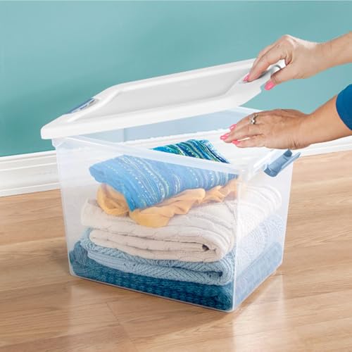 Sterilite 24-Pack Latching Box, Under Bed Storage Bins with Lids, Clear Plastic, 25 Quart - Heavy-Duty Organizing Containers for Closet, Bathroom, and Office - size: 25 Quart, style: 24 Pack