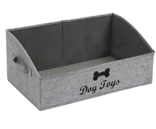 Morezi Linen-cotton blend dog toy basket and dog toy box, dog toy basket storage - Perfect for organizing pet toys, blankets, leashes, chew toys - Snow Grey - Dog - color: Dog Snow Grey