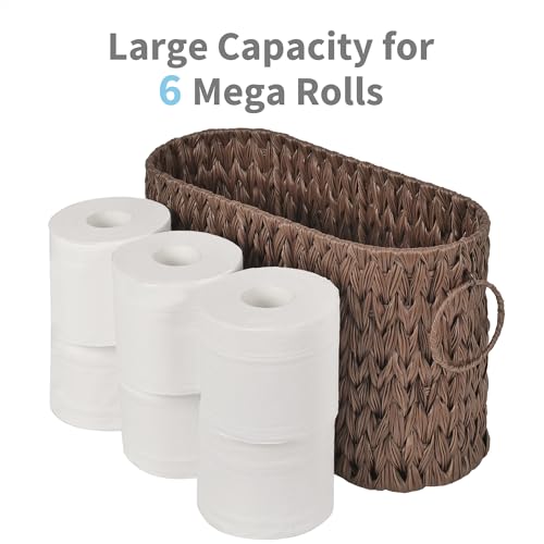 GRANNY SAYS Toilet Paper Storage, Toilet Paper Basket for Bathroom, 6 Mega Rolls Holder with Storage, Waterproof Bathroom Storage Baskets, Brown - color: Brown, size: 15¾"L x 6½" Wx 9½"H (No Lid)