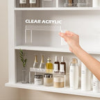 Medicine Cabinet Organizer, Medicine Storage Organizer, Acrylic Makeup Organizer Tray, Clear Bathroom Shelf for Cabinet, Sink, Vanity, Countertop (2-Pack)