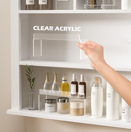 Medicine Cabinet Organizer, Medicine Storage Organizer, Acrylic Makeup Organizer Tray, Clear Bathroom Shelf for Cabinet, Sink, Vanity, Countertop (2-Pack)