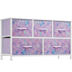 YITAHOME Wide Storage Tower with 5 Drawers - Fabric Dresser, Organizer Unit for Bedroom, Living Room, Closets - Sturdy Steel Frame, Easy Pull Fabric Bins & Wooden Top - color: Purple, style: 5-Drawer