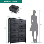 YITAHOME 10 Drawer Dresser - Fabric Storage Tower, Organizer Unit for Living Room, Hallway, Closets - Sturdy Steel Frame, Wooden Top & Easy Pull Fabric Bins - color: Cool Black Wood Grain, style: 10-Drawer
