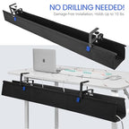 48" Under Desk Cable Management Tray- Clamp/Screw Mount Desk Cable Organizer Cable Tray Hiders for Office&Home - size: 48"L x 5.5"W