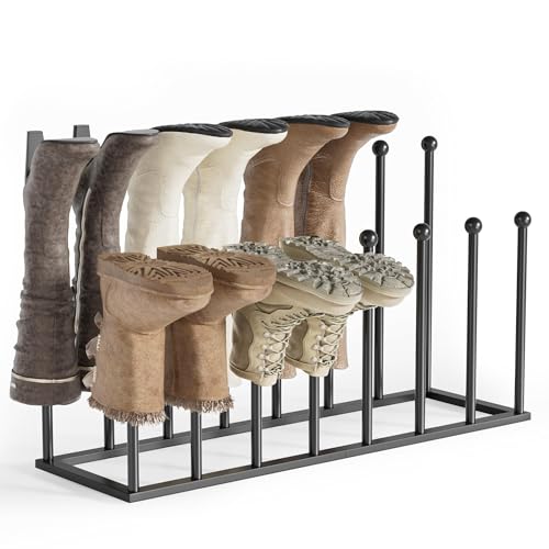pickpiff Free Standing Shoe Racks - Black Metal Boot Rack Organizer Tall Boots for Dorm Room, Closet, Entryway, Bedroom, Patio Outdoor, Hallway, Black, Shoe Storage Fit for 8 Pairs - color: Black, size: Large for 8 Pairs