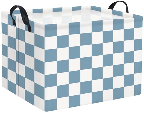 HIYAGON Rectangular Kids Basket Baby Girl Basket Fabric Storage Bin Organizer Box Room Decor(Blue Checkered) - color: Blue Checkered