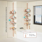 KEGII Corner Shower Caddy Tension Pole - 4-Tier Rustproof Bathroom Organizer, Floor to Ceiling Shower Caddy 25-114.2 inch, No Drilling Shower Storage Rack for Shampoo, Towels (Blush Nude) - style: Tension Caddy - Blush Nude