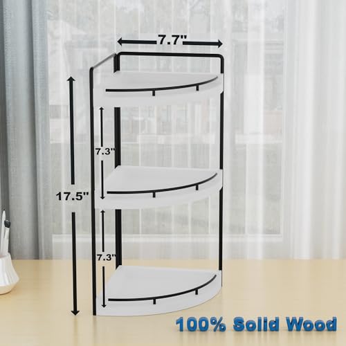 Corner Bathroom Counter Organizer, 3 Tier Bathroom Sink Shelf Countertop, Wood Vanity Skincare Storage for Toiletries Decor, Makeup, Dresser (White) - color: White