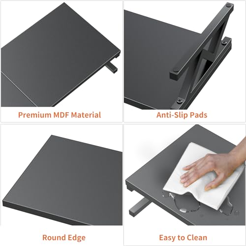 Dual Monitor Stand Riser, Large Wood Monitor Lift with Storage, Sturdy Wood&Steel Multi Screen Stand, Desktop Organizer - color: Black