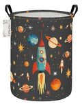 FANKANG Storage Basket, Nursery Hamper Canvas Laundry Basket Foldable with Waterproof PE Coating Large Storage Baskets for Kids Boys and Girls, Office, Bedroom, Clothes,Toys(Space rocket) - color: Space rocket