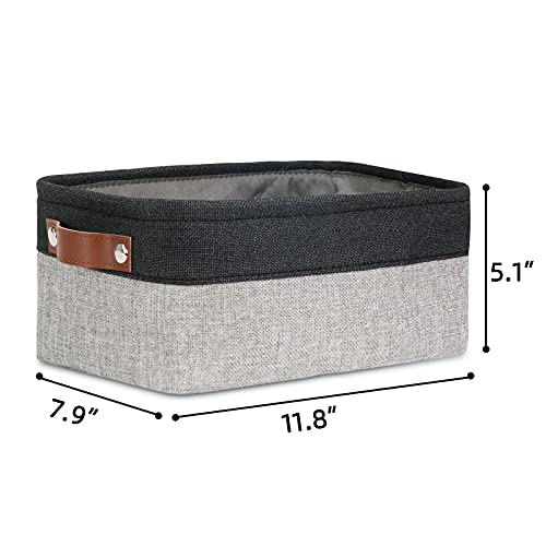 DULLEMELO Small Collapsible Fabric Basket for Organizing, Shelves, Closets, Laundry, Nursery, Decorative Gift Basket (Black&Gray) - color: Black&Gray, size: Small-11.8"x7.9"x5.1"