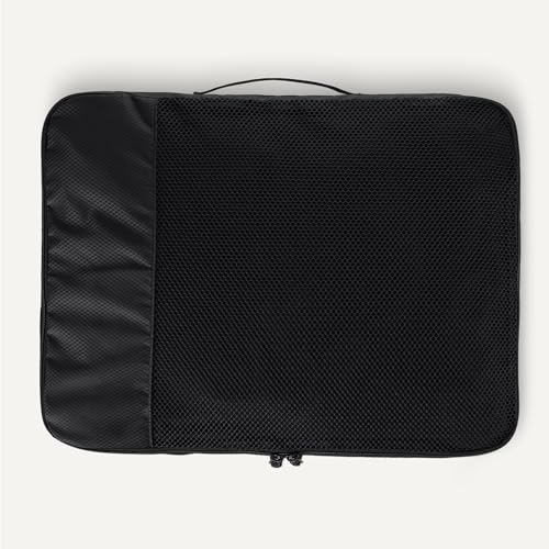 Amazon Essentials 4-Piece Packing Cubes Travel Accessories Set, Luggage Organizer with Double Zipper, Mesh Top, Space-Saving, Large, Black (Previously Amazon Basics) - color: Black, size: 4 x Large