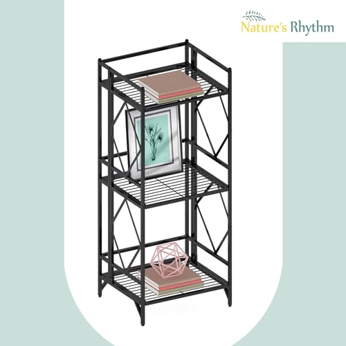 Nature's Rhythm 3-Tier Metal Storage Rack, Adjustable Garage Shelving Metal Shelving Unit (12.84 x 11.27 x 32.54inch, Black) - size: 3-Tier