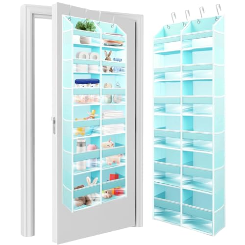 HOMELUX THEORY UPGRADED 6 Tiers Over The Door Organizer Hanging - 100D EXTRA THICK & 50lbs HUGE CAPACITY, 12 Side Mesh Pockets Over The Door Shoe Organizer, Hanging Closet Organizer (Baby Blue, XL) - color: 5. Baby Blue, size: XL 1 set