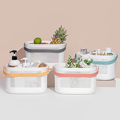 UUJOLY Plastic Storage Baskets with Handles, Shower Caddy Shelf Organizers Basket for Bathroom, Kitchen, Dorm Room, Grey - color: Grey, size: 1 Pack