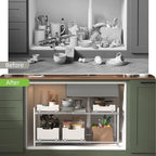 NETEL NETELAdjustable Under Sink Organizers and Storage, 2 Tier Expandable Pull Out Under Sink Organizers and Storage, 4 Pull-Out Metal Baskets, (21.5-31.64)" W X 14.69" D X 15.83" H - size: 4 pull out baskets(White)