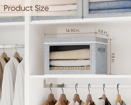 Homsorout Collapsible Storage Bins with Lids - Stackable Storage Containers with Window, 3 Pack Fabric Bins for Closet, Home & Office Organization Baskets, Light Gray, 14.9" x 9.8" x 9.8" - color: Light Gray, size: L(3-Pack)