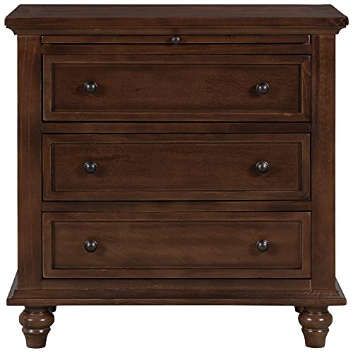 Modern Storage Wood Cabinet with 3-Drawer, Sofa Table Console Table End Table with Pull Out Tray, Accent Table Furniture for Entryway Living Room Bedroom, Fully Assembly Bedside Table (Brown) - color: Brown