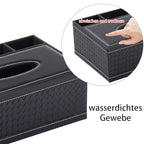 Tissue Box Cover Rectangle Black Tissue Box Holder PU Leather Facial Tissue Organizer,Multifunctional Remote Control Stationery Storage Box,Home Office Supplies Car Napkin Caddy - color: Multifunctional Tissue Box-black Weave