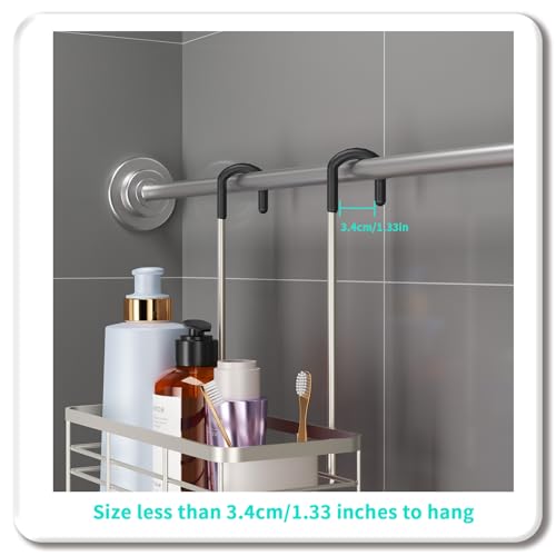 HapiRm Hanging Shower Caddy Organizer - No Drilling Shower Organizer with Hooks, Rustproof & Waterproof 304 Stainless Steel Bathroom Shelves - Brushed Nickel (1 Basket) - color: Brushed Nickel- 1 Basket