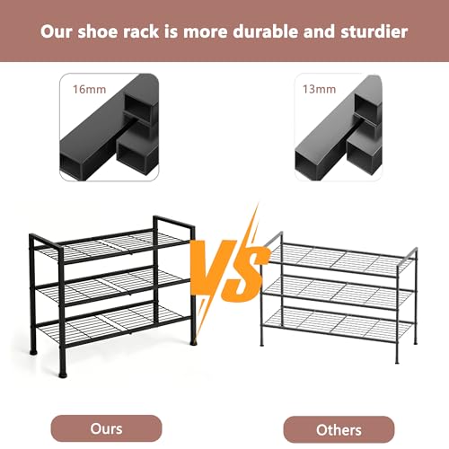 4-Tier Shoe Rack,Metal Simple Narrow Shoe Storage Organizer Shelf for Closet,Entryway, Bedroom,Garage (Black, 4 Tier) - color: Black, size: 4 Tier