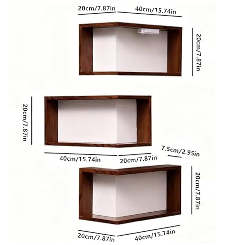 Smart Corner Shelves that Light up Your Space, Set of 3 Corner Floating Storage Shelves,Wooden Wall-Mounted Corner Shelf Display Rack, Space-Saving (Set of 3(LED Light not Included)) - size: Set of 3(LED light not included)
