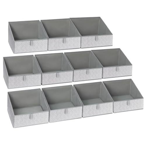 DIMJ Closet Storage Bins 10 Pack - Fabric Trapezoid Closet Organizer Bin, Foldable Storage Baskets for Shelves, Closet Shelf Organizer, Clothing Storage Box for Toys, Books, Towel, Clothes, Gray - color: Blended Gray, size: 10 Bins 11.4"x11.4"x7.8"