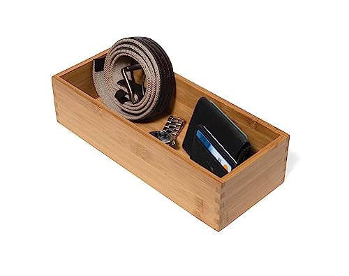 Lipper International Bamboo Utensil Holder Storage Box for Cooking Tools, Makeup, or Office Supplies, 5" x 12" x 3" - size: 5" x 12" x 3"