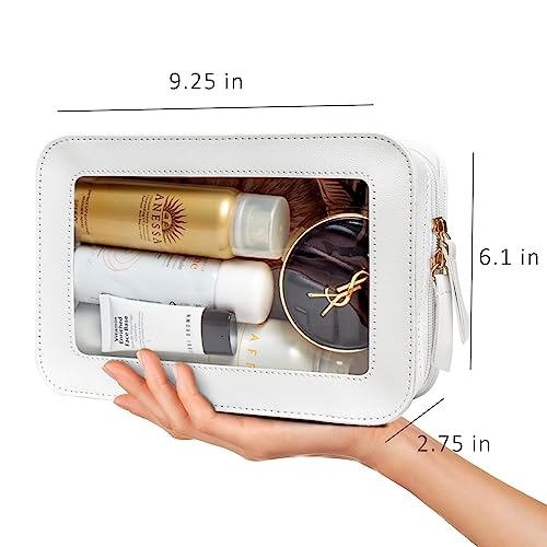 LETGO Clear Makeup Bags, TSA Approved Toiletry Bag with Zipper, Transaparent Makeup Organizer Fit Carry-on Travel Essentials,Clear Cosmetic Bags for Women Men (O-Beige) - color: O-Beige