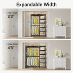 VIPEK X2 Expandable Reach-in Closet Racks Adjustable from 3'3" to 4'8" Portable Open Walk-in Closet Rack System with Flexible Shelves and Hanger Rods Clothing Rack for Hanging Clothes, Black - color: Black
