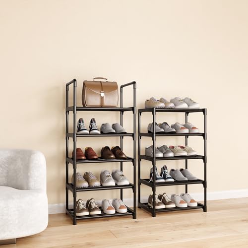 10 Tier Tall Shoe Rack Organizer 20-25 Pairs Shoe Tower Shelf,Metal Shoe Storage,Lager Shoe Storage for Closet Entryway(Black) - size: 10-Tier-Black