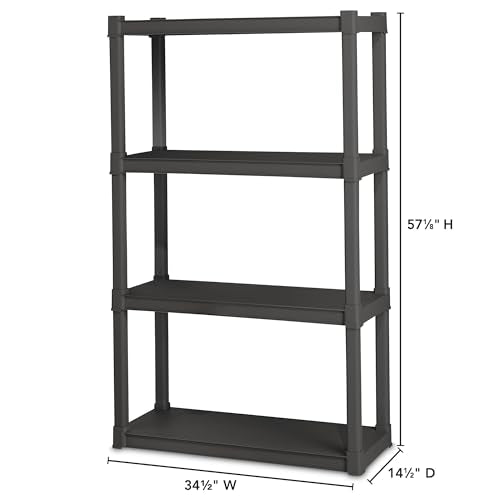 Sterilite 4 Shelf Unit, Heavy-Duty Shelving Storage and Utility Rack - Standing Plastic Organizer Shelves for Kitchen, Bathroom, and Garage - size: 4-Shelf, style: 1 Pack