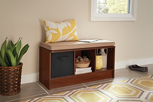 ClosetMaid 1309 3-Cube Storage Bench, Dark Cherry with Tan Cushion - color: Dark Cherry With Tan Cushion