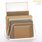SANRUI Acrylic Mail Organizer for Desk Vertical Letter Holder Clear Bookshelf 2-Slots, Small File Sorter for Bills, Envelopes, Office Supplies, Upright Binder Divider for Home Office School - style: 2 Sections