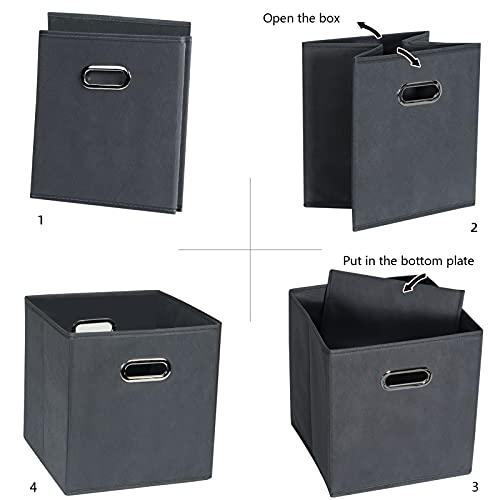 Fabric Cloth Storage Bins,Fabric Cube Organizer with Dual Handles Foldable Cube Storage Baskets for Home Bedroom Storage,Set of 6, Gray - color: Gray, size: 6 Pack