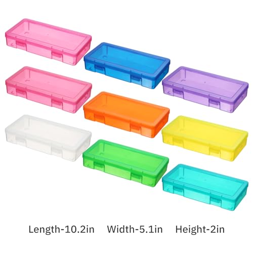 novelinks Plastic Small Storage Bins with Lids for Organizing, Mini Clear Storage Containers and Stackable Storage Box Organizer for Pencil Boxes, Task Boxes, Crayon Boxes (9 Pack Medium -Color) - color: 9 Pack Medium -Color