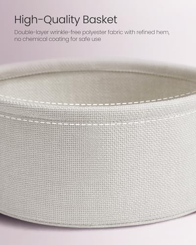 VASAGLE LILEA Collection - Small Round Side End Table, Modern Nightstand with Fabric Basket, for Living Room, Bedroom, Set of 2, Jelly Pink and Cream White ULET225SA01S - color: Jelly Pink + Cream White, size: Round + 2 pack