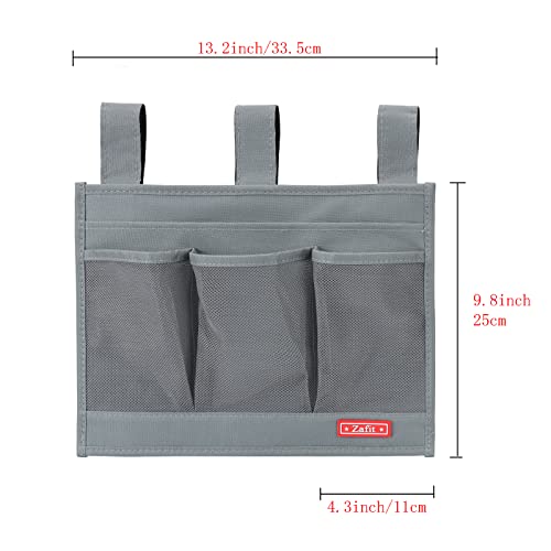 Zafit Hanging Bedside Caddy, Bedside Storage Organizer for Magazine, Phone, Remote control (Classic 4 Pockets-Grey)