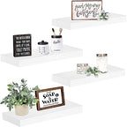QEEIG Floating Shelves for Wall Bathroom Shelf Bedroom Kitchen Living Room Farmhouse Small Book Shelf 16 inch Set of 4, White (015-W4) - color: B. White, size: 4pcs