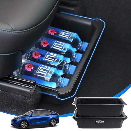 GEEDAR Under Seat Storage Box Organizer for Tesla Model Y (1 pack), Upgraded ABS + TPE Double Layer Hidden Storage Box, Washable Underseat Storage Organizer fit Tesla Model Y Accessories 2021-2024 - size: for 21-24 Model Y Seat