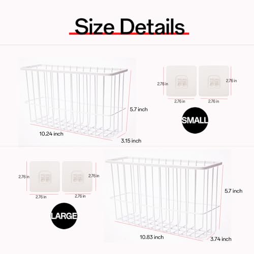 2 Piece Kitchen Cabinet Door Storage Box, Lid Organizers Inside Cabinet, Self Adhesive Wall Mounted Storage Box for Kitchen/Wardrobe/Bathroom, White - color: White