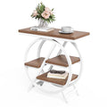 LITTLE TREE End Table, Narrow Side Table with 4-Tier Large Storage Space, Modern Bedside Table for Living Room, Home Office, Bedroom, Brown and White - color: Brown and White